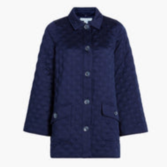 Hill House The Quilt Coat Navy Satin Size Medium - Picture 1 of 10